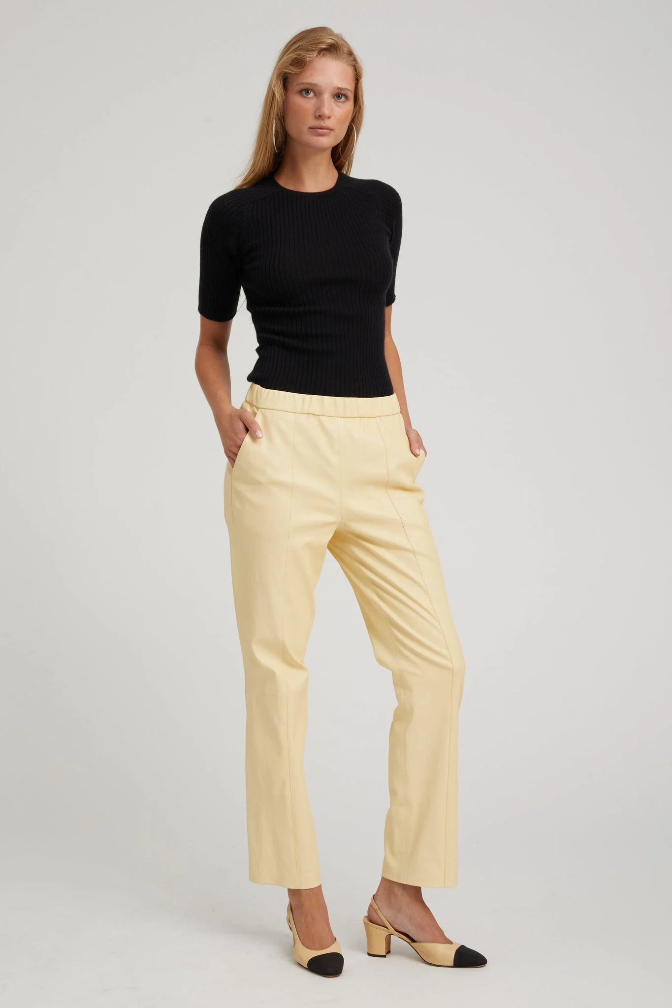 BUTTER LEATHER SOPHIA PINTUCK JOGGERS - 1