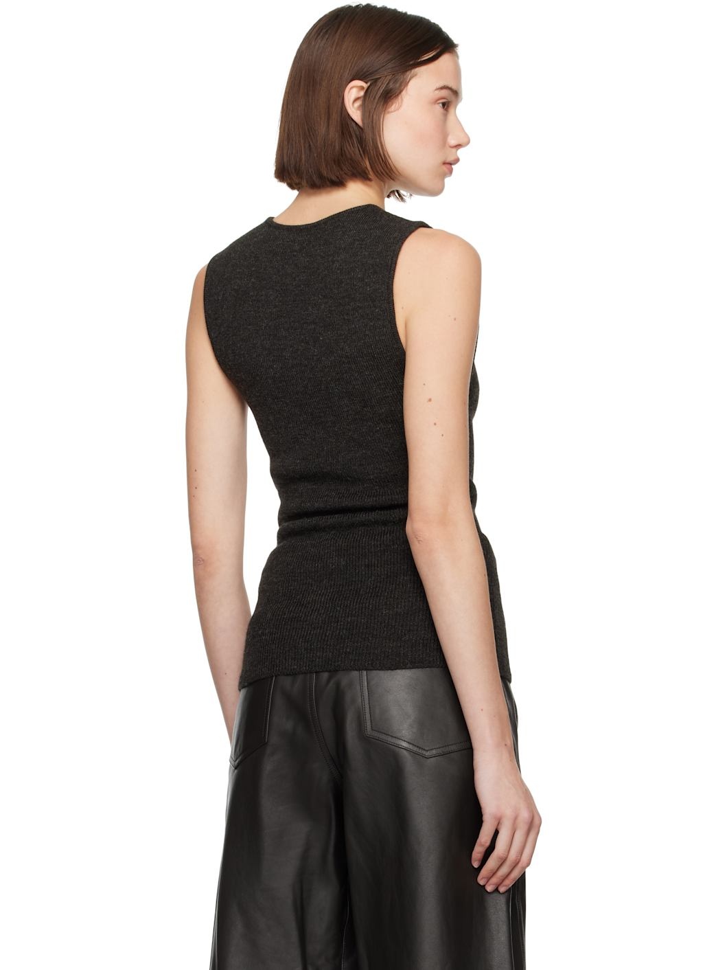 Brown Sleeveless Fitted Cardigan - 3