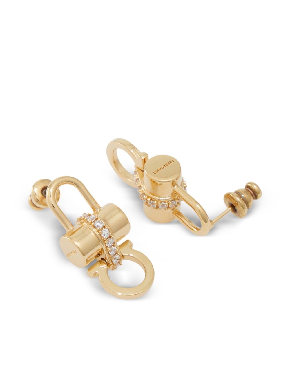 crystal embellished padlock earrings - 3