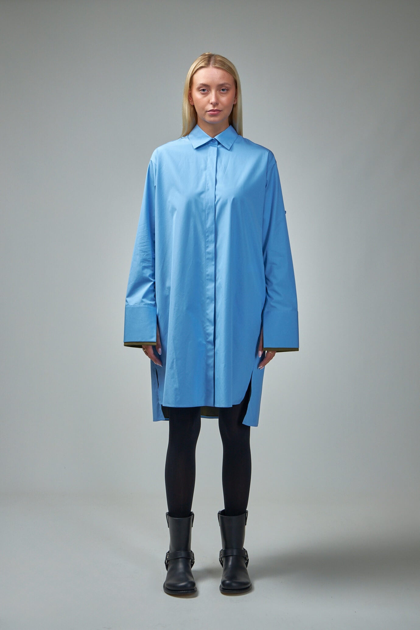 Turn-Up Shirt Dress - 1