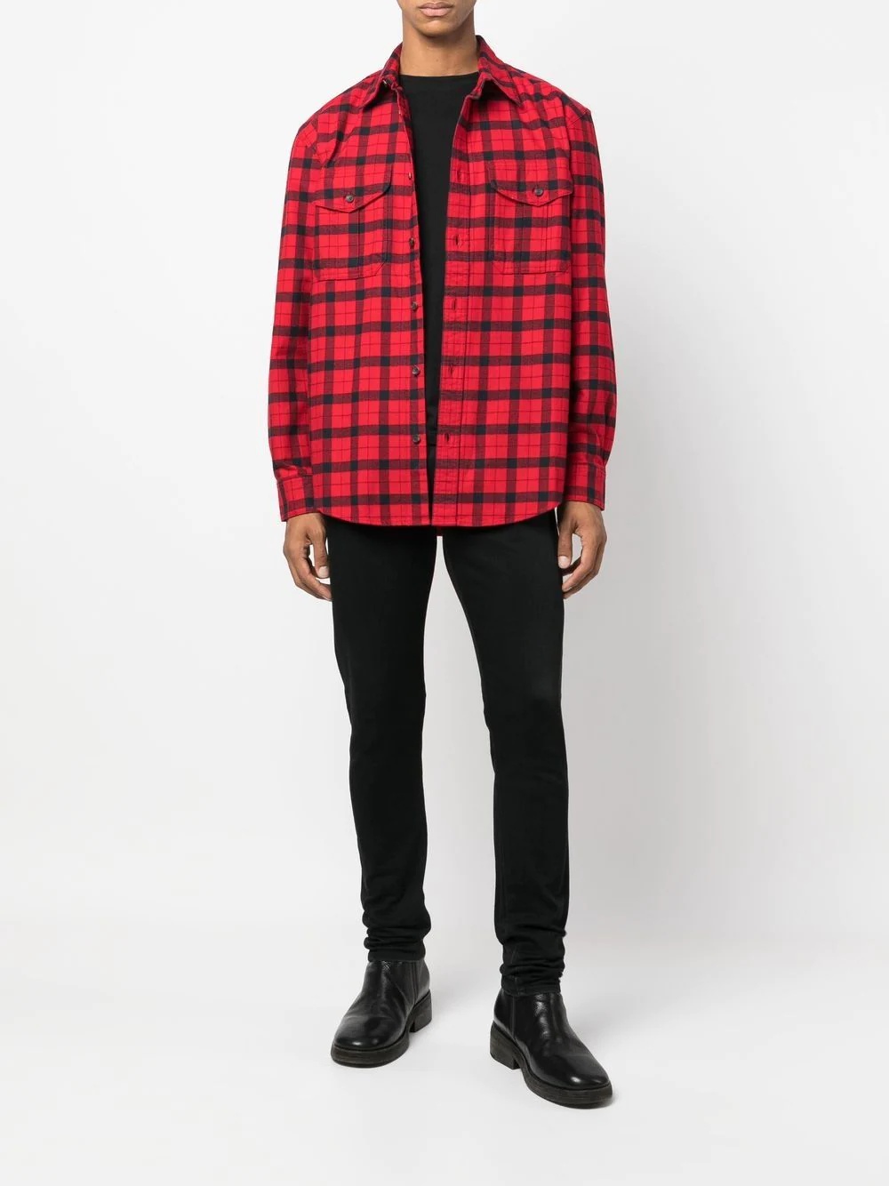 check-print long-sleeve shirt - 2