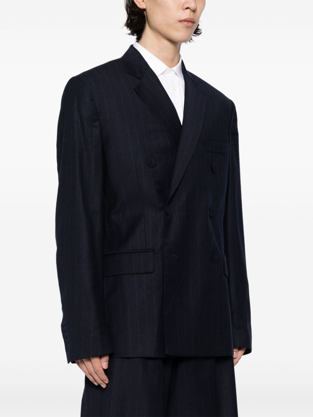 single-breasted virgin wool-blend blazer - 3
