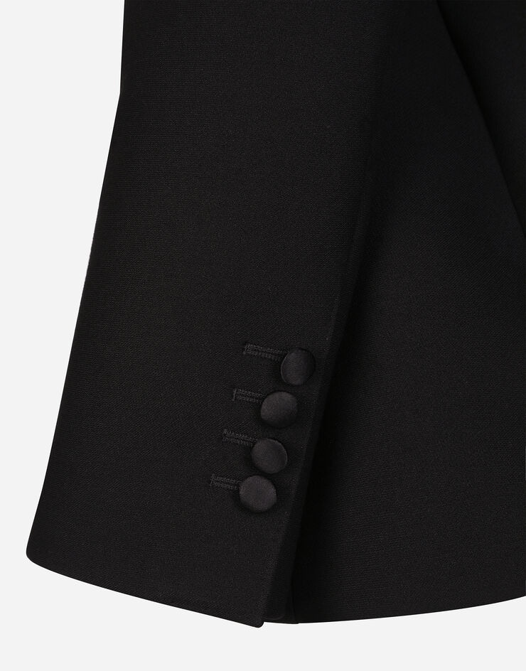 Long single-breasted wool cady Dolce-fit jacket - 8