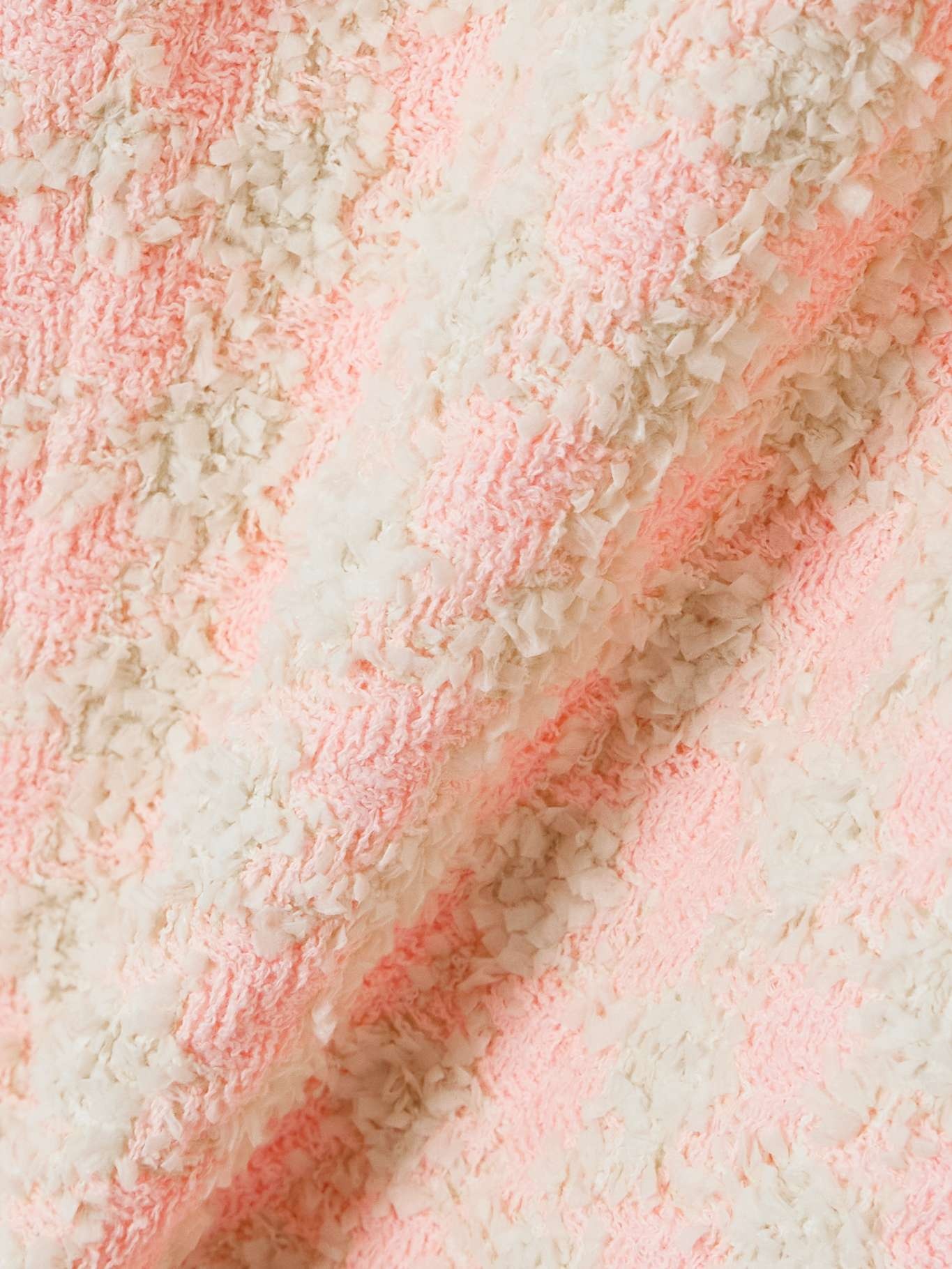 Frayed checked tweed mini dress Pastel pink - 4