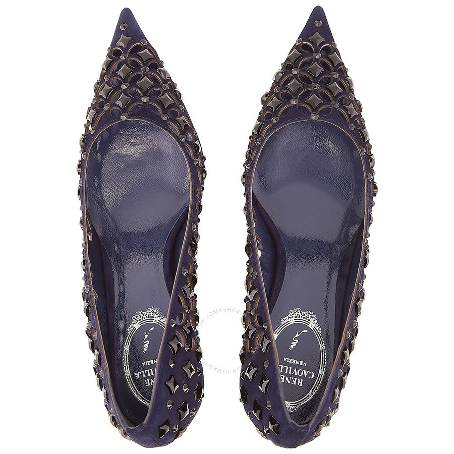 Rene Caovilla Trifora Crystal Suede Pumps - 3