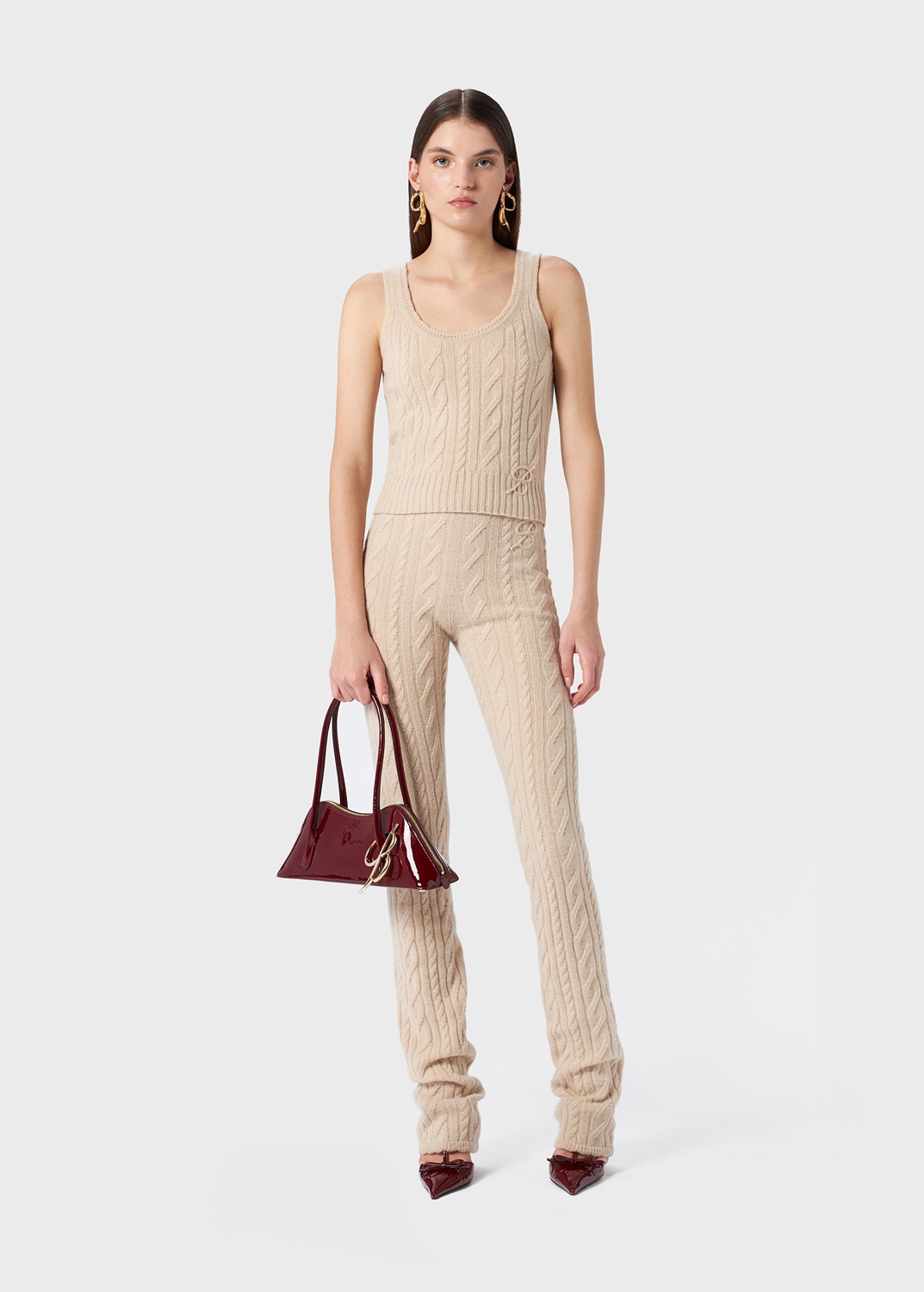 RIBBED KNIT PANTS WITH TORCHON - 2