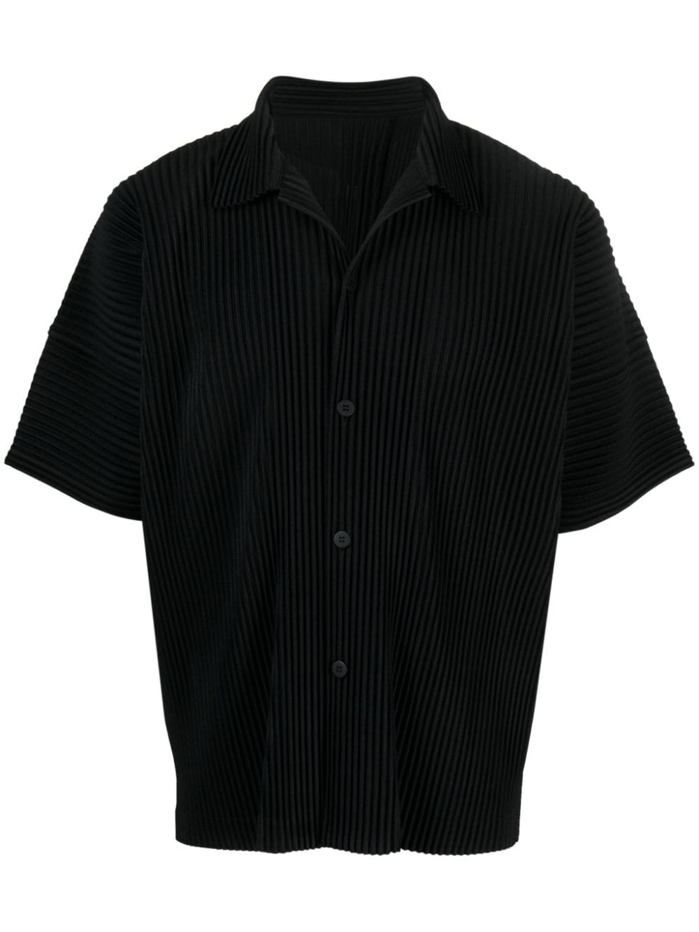 camp-collar pleated shirt - 1