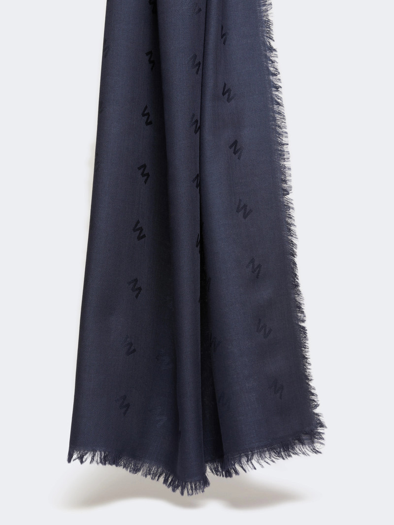 CEDRO Jacquard-knit wool and silk shawl - MIDNIGHTBLUE 1