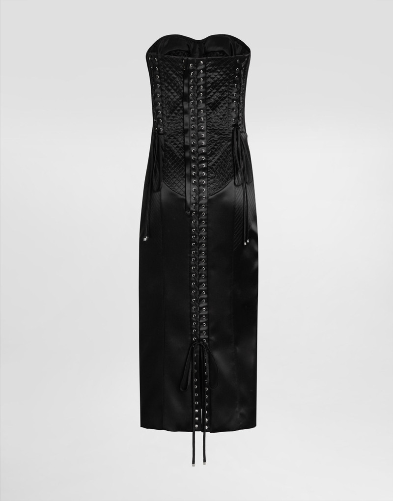Strapless satin dress with corset details 7
