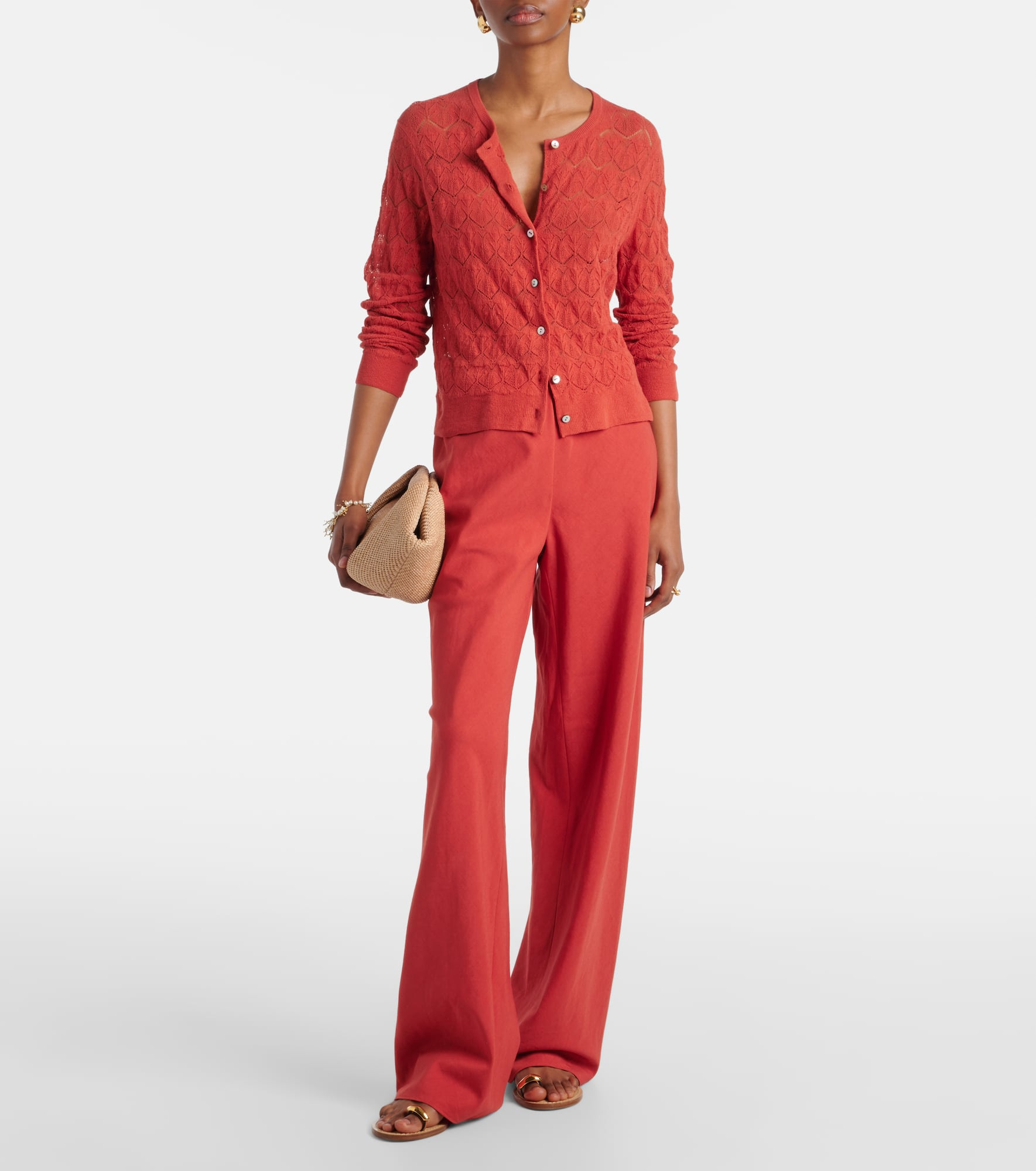 Cotton and linen-blend wide-leg pants - 2
