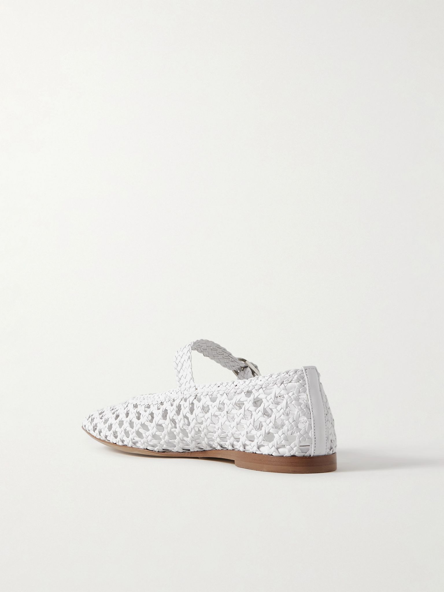 Woven leather Mary Jane ballet flats White - 3