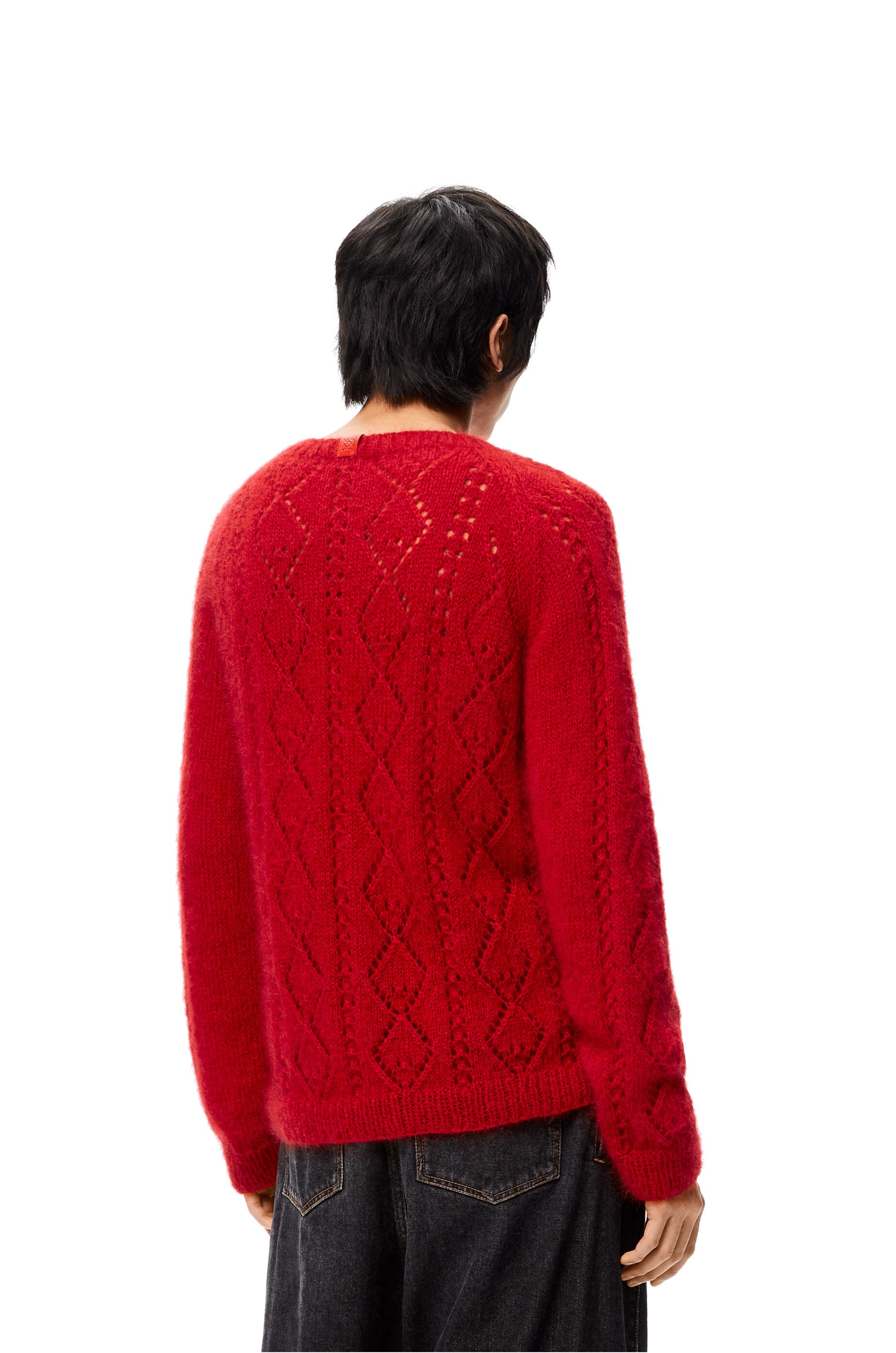 V-neck open stitch sweater in mohair - 4