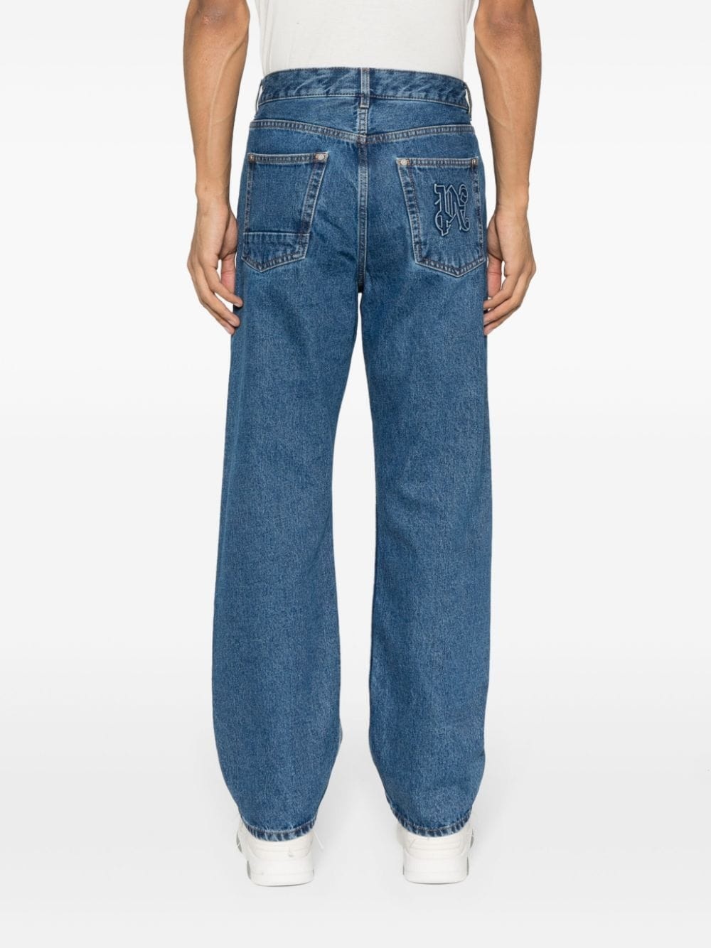 logo-embossed straight-leg jeans - 4