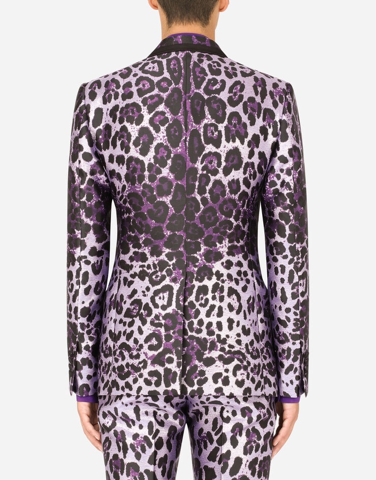 Double-breasted in leopard-print jacquard Sicilia-fit suit - 5