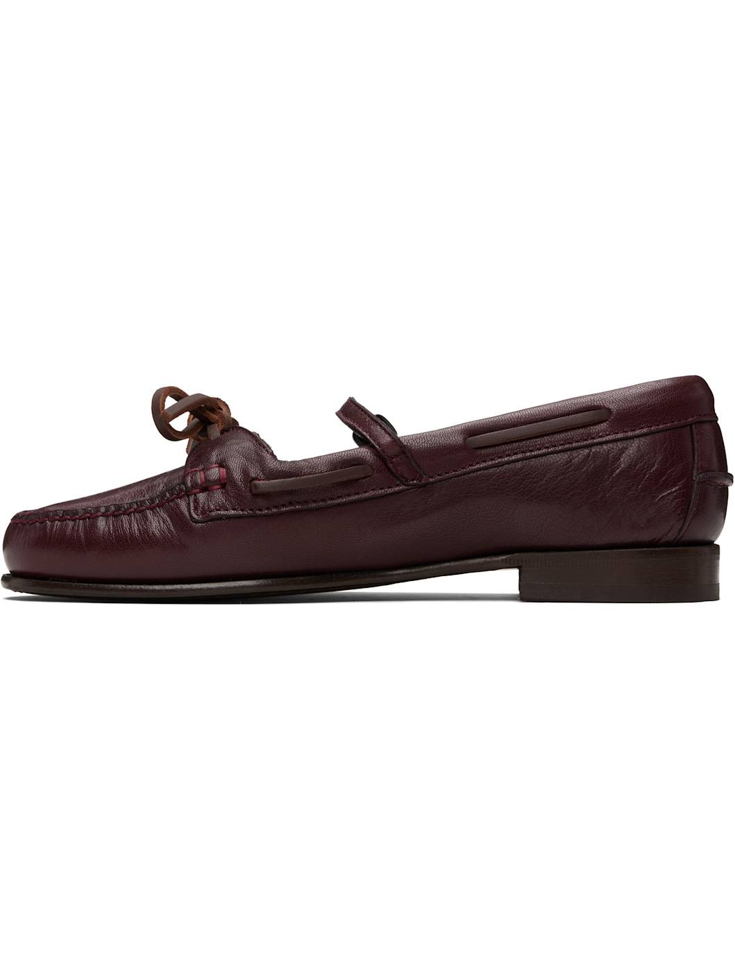 Burgundy Lorea Supple Shiny Loafers - 3