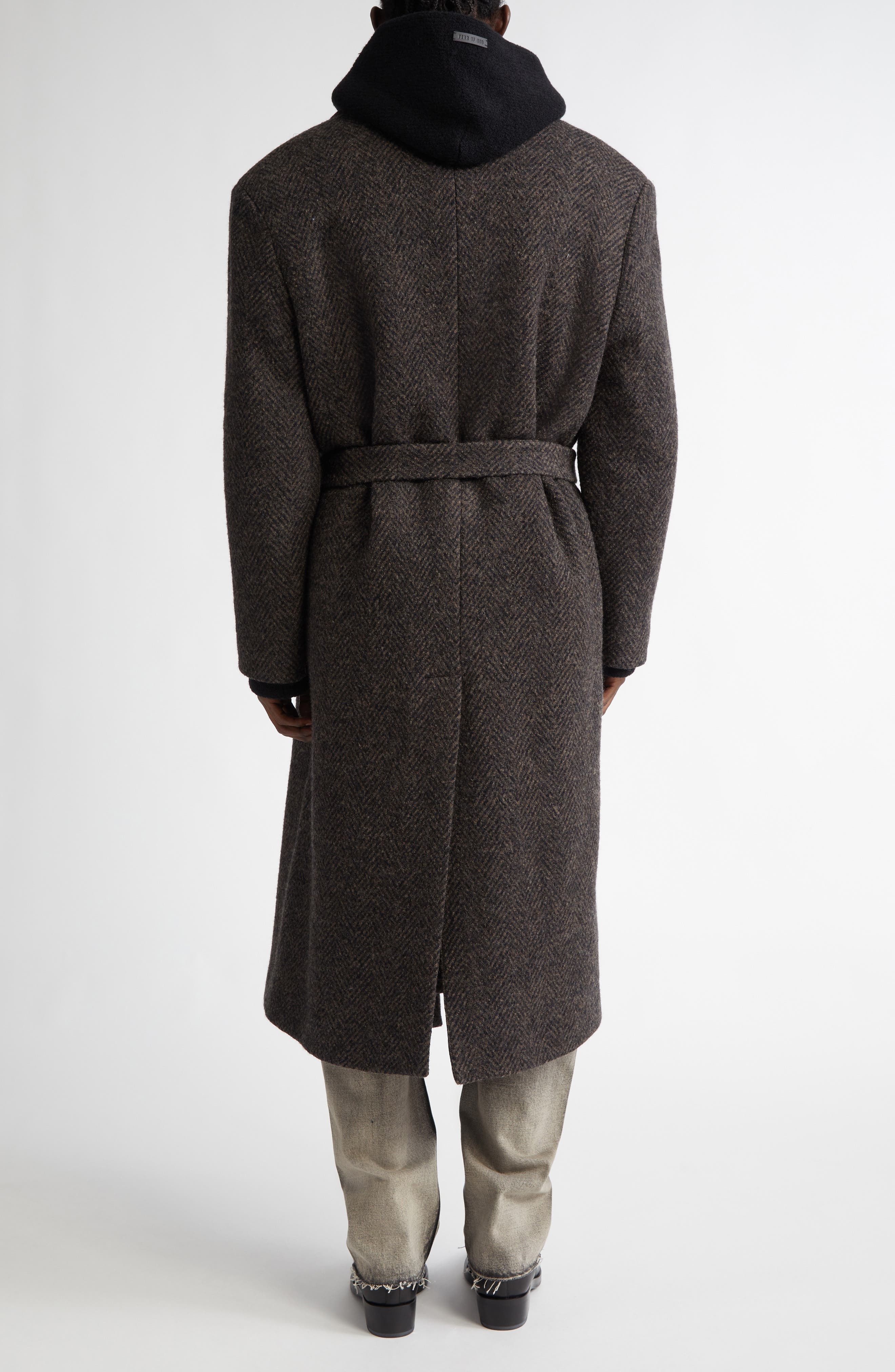 Fear of God Herringbone Belted Virgin Wool Coat in Mocha at Nordstrom - 3