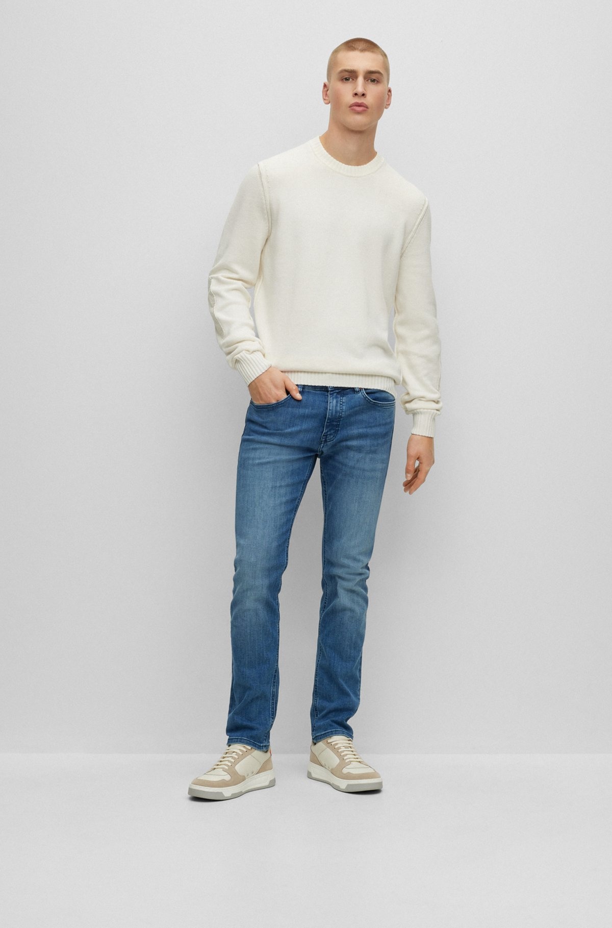 SLIM-FIT JEANS IN BLUE SUPER-STRETCH DENIM - 3