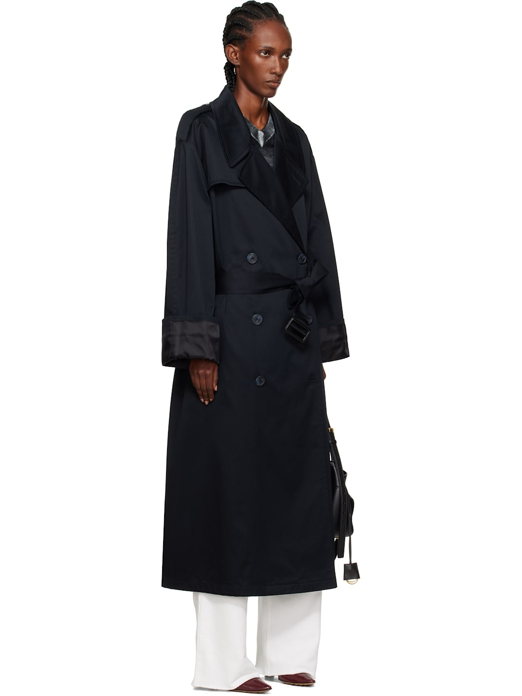 Black Cotton Trench Coat - 2