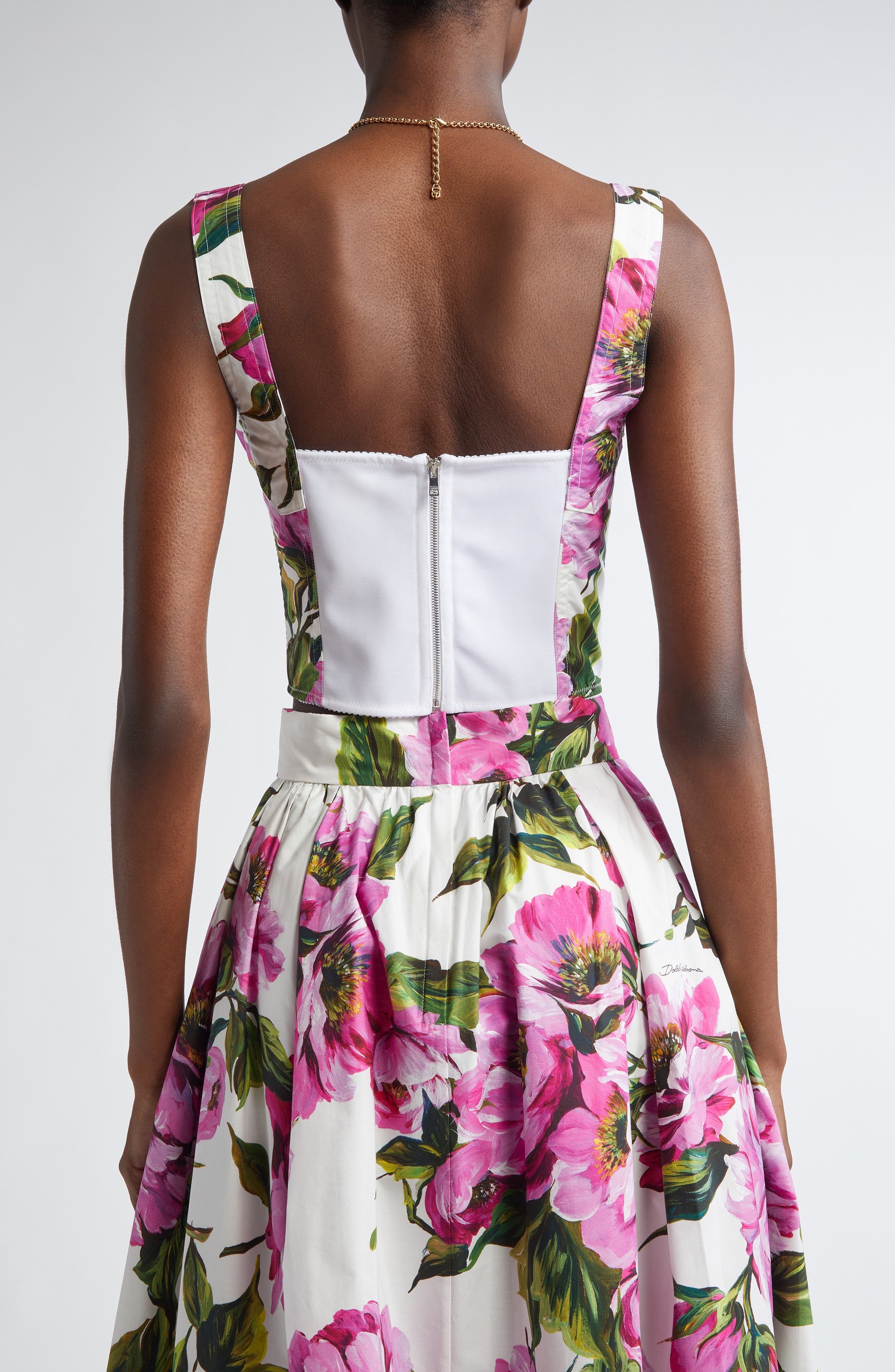 Dolce&Gabbana Peony Print Bustier Top in Ha5Kr Peonie Fuxia F.bco at Nordstrom - 3