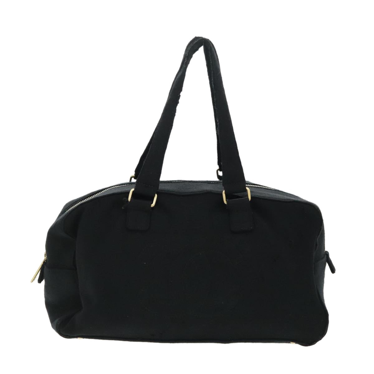 CHANEL Hand Bag Cotton Black Gold CC - 2