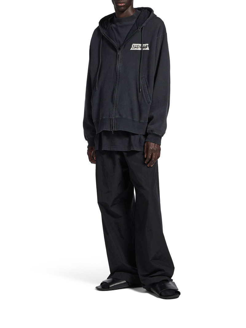 BALENCIAGA MEN`S MASKING TAPE OVERSIZED ZIP-UP HOODIE outlook