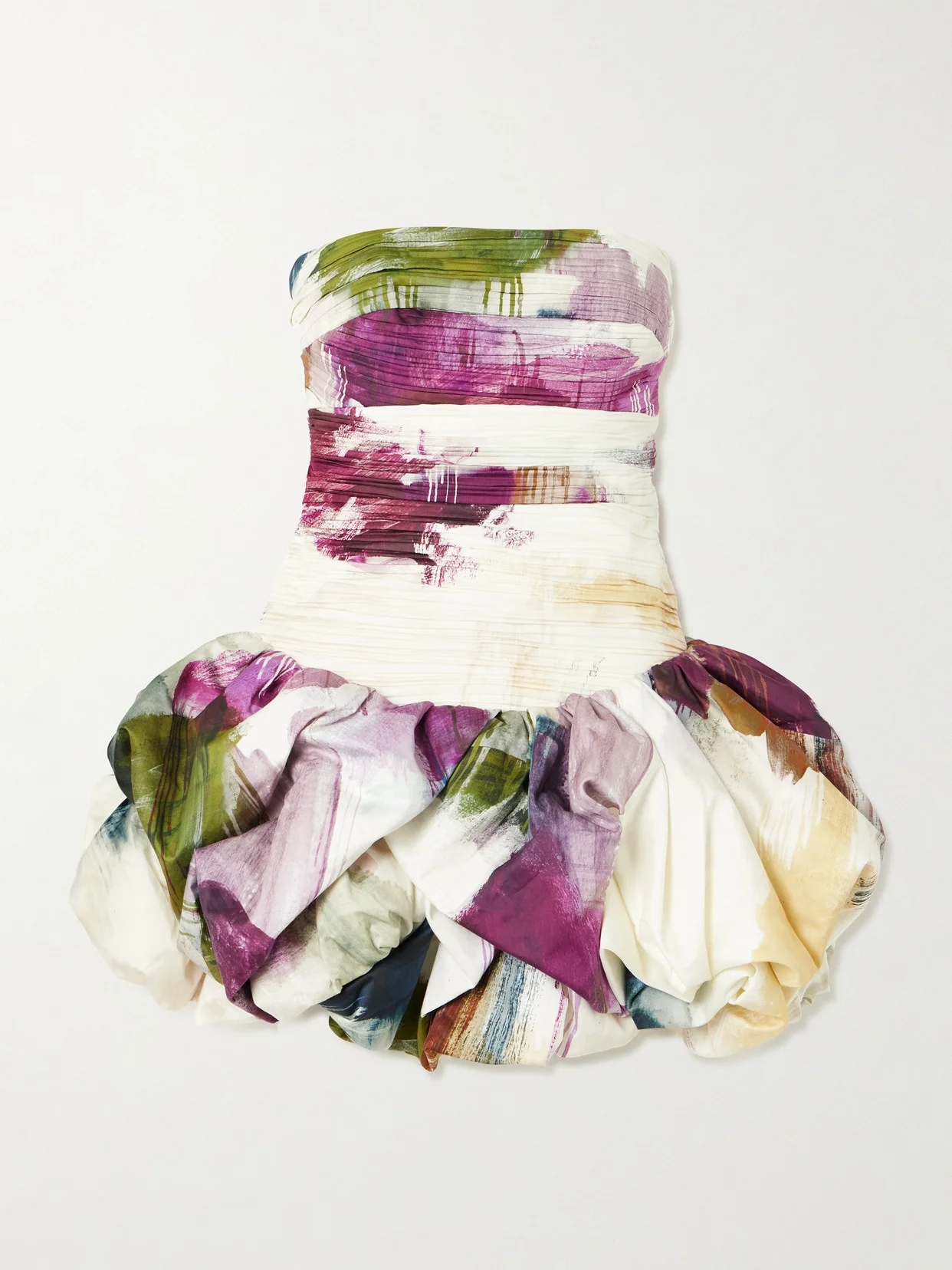 Violette Strapless Ruched Floral-print Cotton Mini Dress - 1