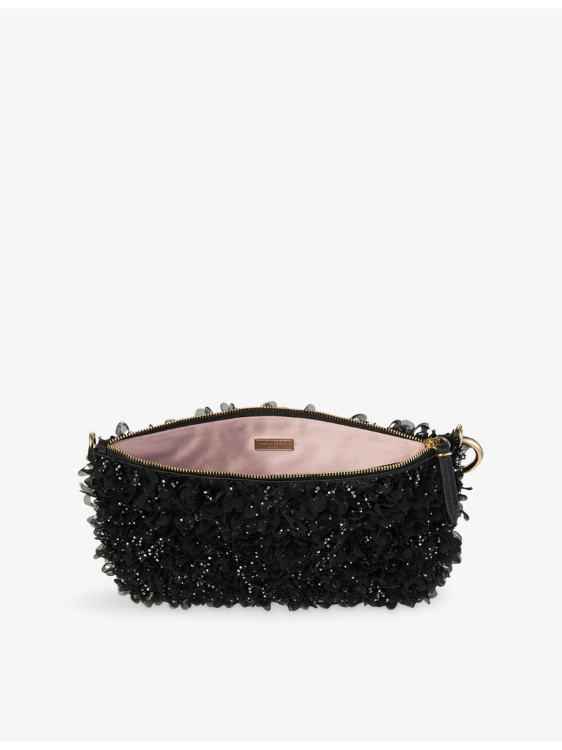 Callie Petal-Embroidered Satin Clutch Bag 4