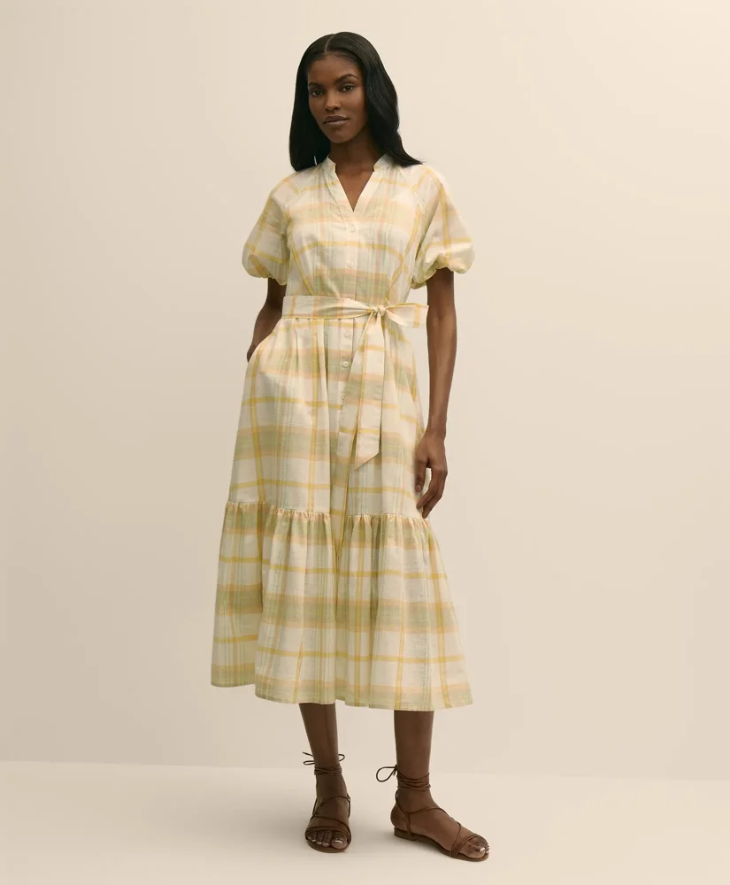 Cotton Madras Maxi Shirt Dress - 1