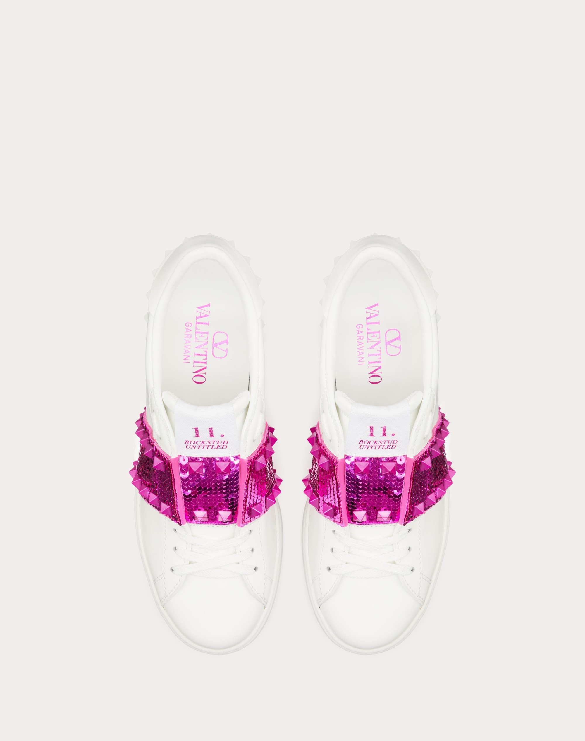 OPEN DISC WEDGE SNEAKER IN CALFSKIN WITH SEQUIN EMBROIDERY 85MM - 4