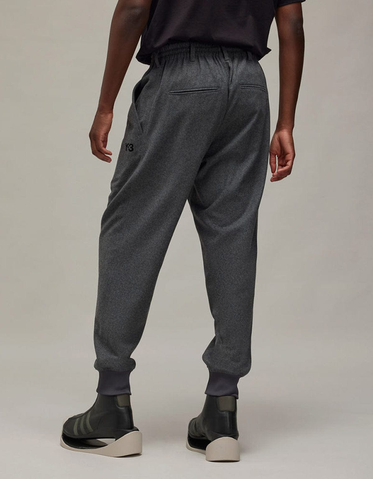 Y-3 Grey Wool Flannel Cuffed Pants - 5