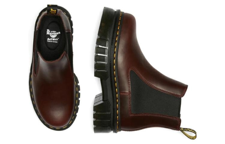 (WMNS) Dr. Martens Audrick Brando Leather Platform Chelsea Boots 'Brown' 27820211 - 3