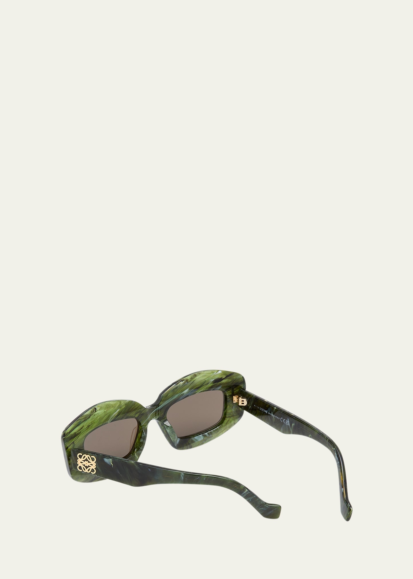 Jade Acetate Rectangle Sunglasses With Golden Accents - 3