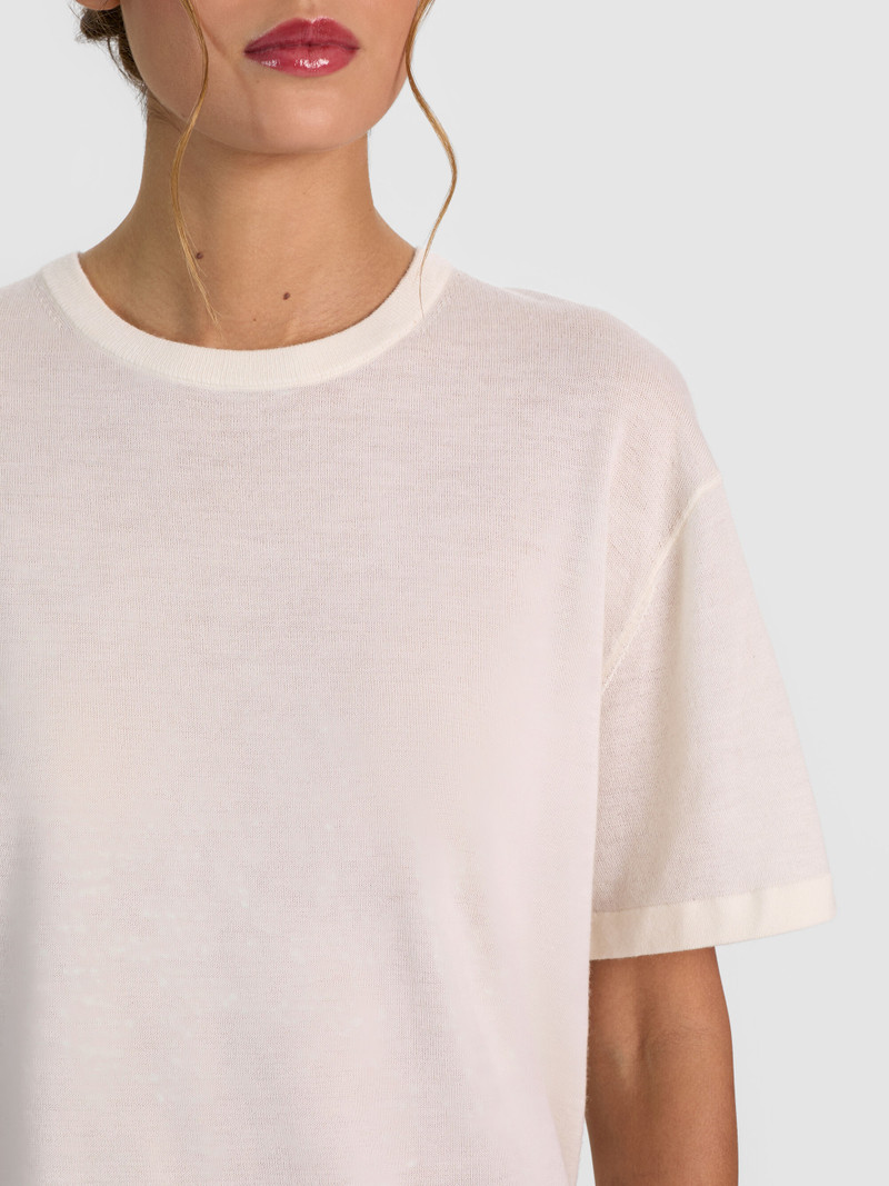 AMELIE CASHMERE KNIT TEE - SOFT WHITE 4