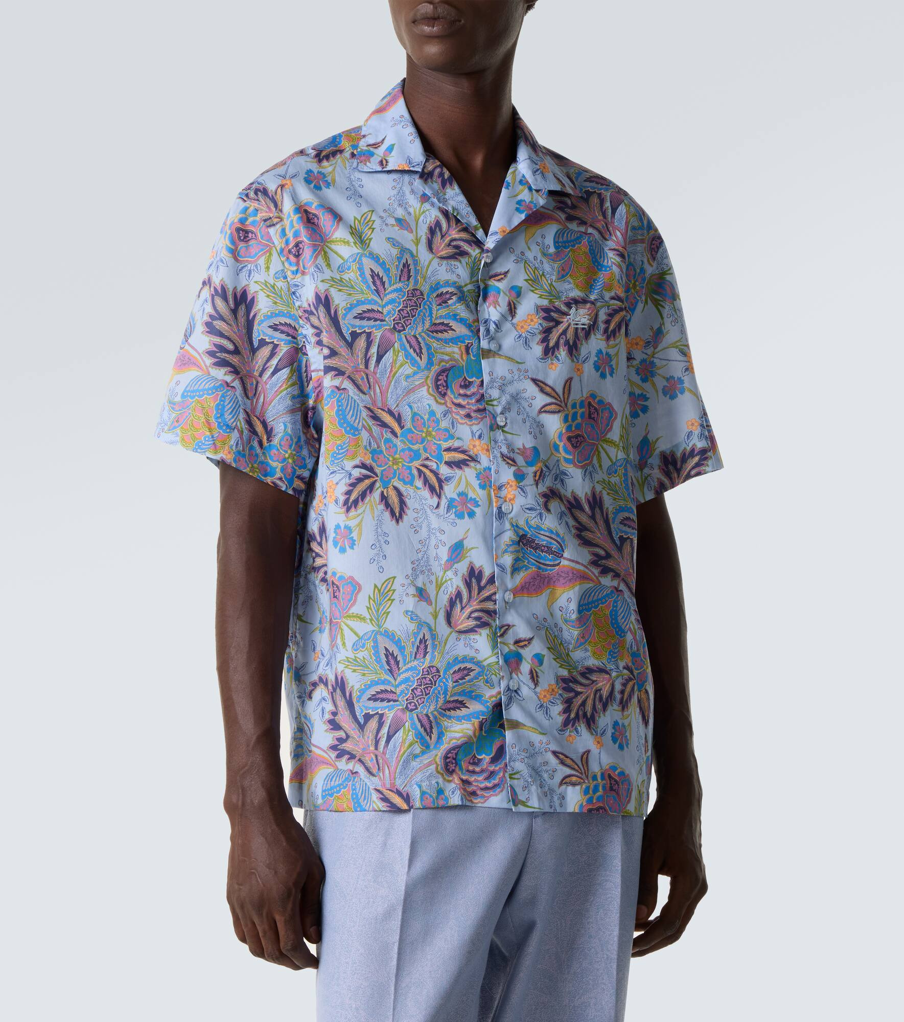Printed cotton poplin bowling shirt - 3