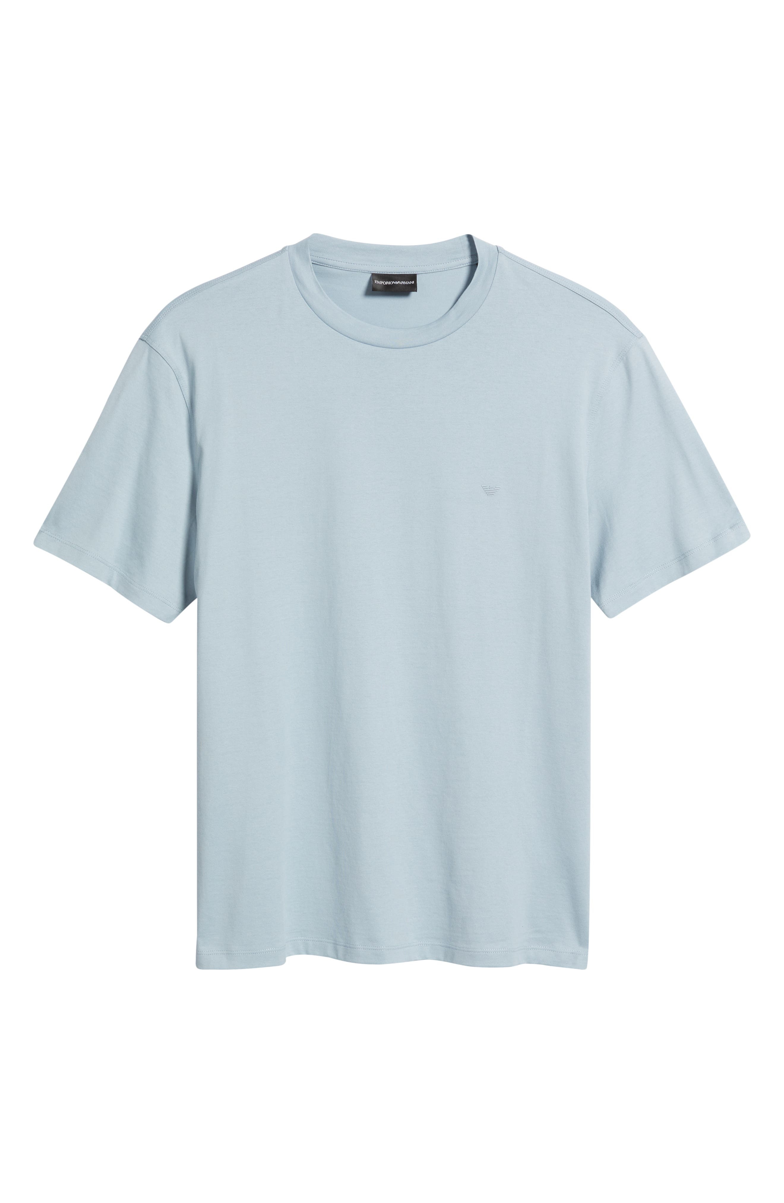 Emporio Armani Logo Embroidered Cotton T-Shirt in Light Blue at Nordstrom - 5