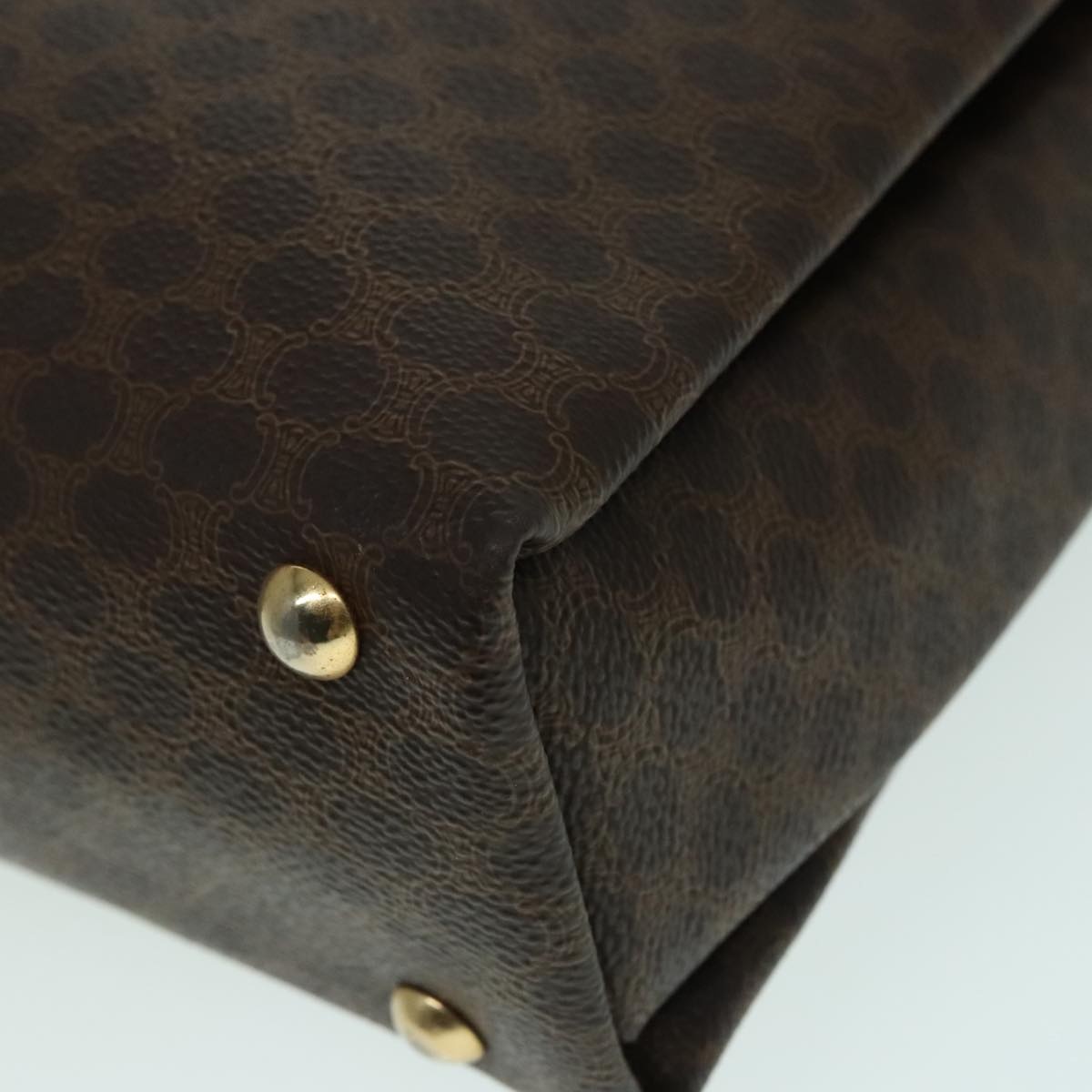 CELINE Macadam Canvas Hand Bag Pvc Leather Brown Gold - 16