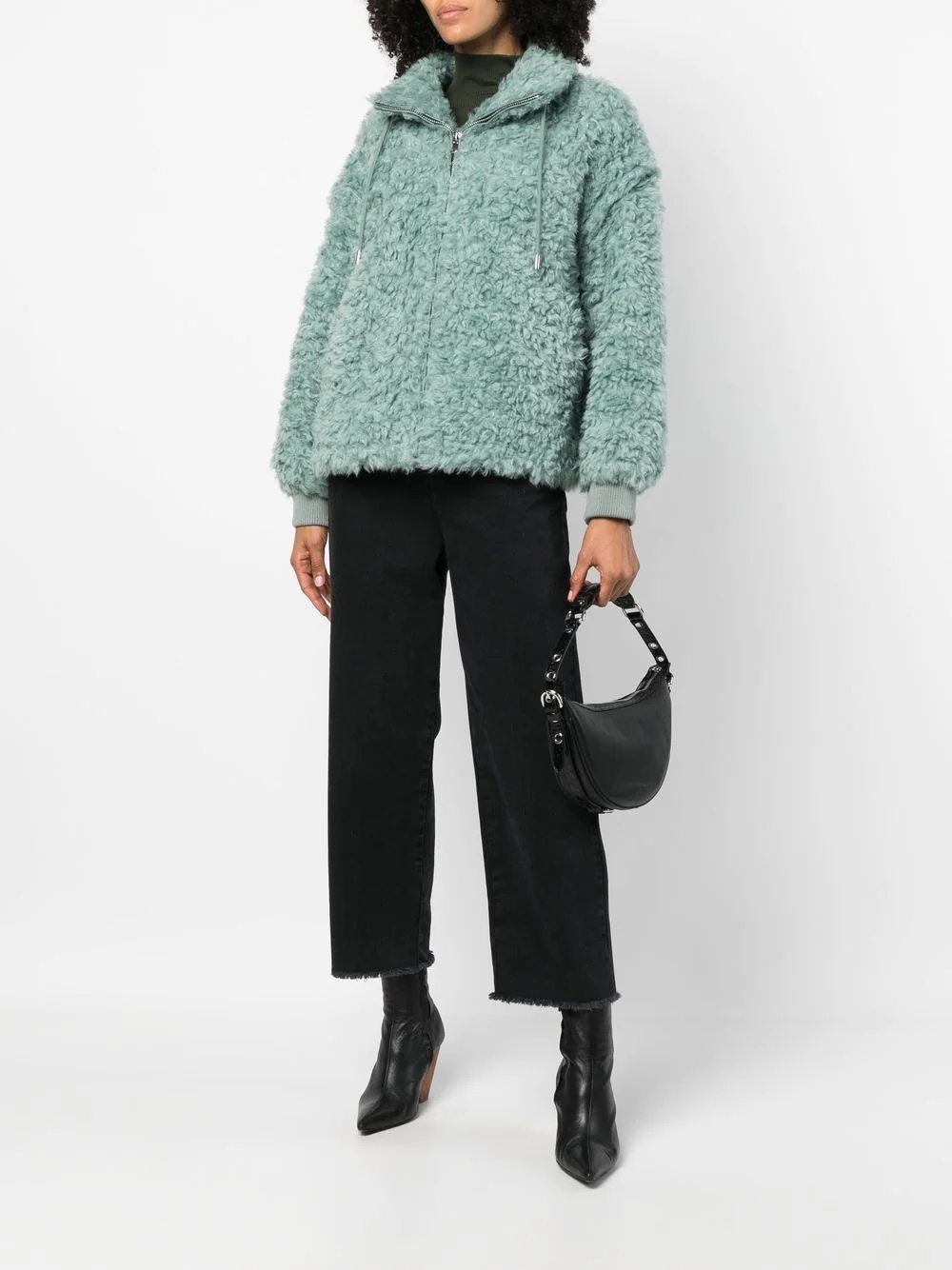 drawstring shearling jacket - 2