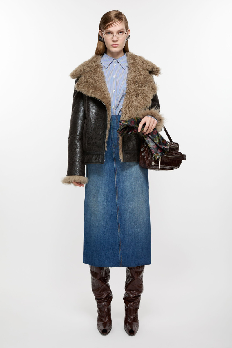 Acne Studios Leather shearling jacket - Dark grey outlook