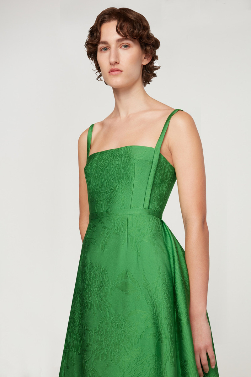 Mathilde Dress In Green Embossed Cloque 4