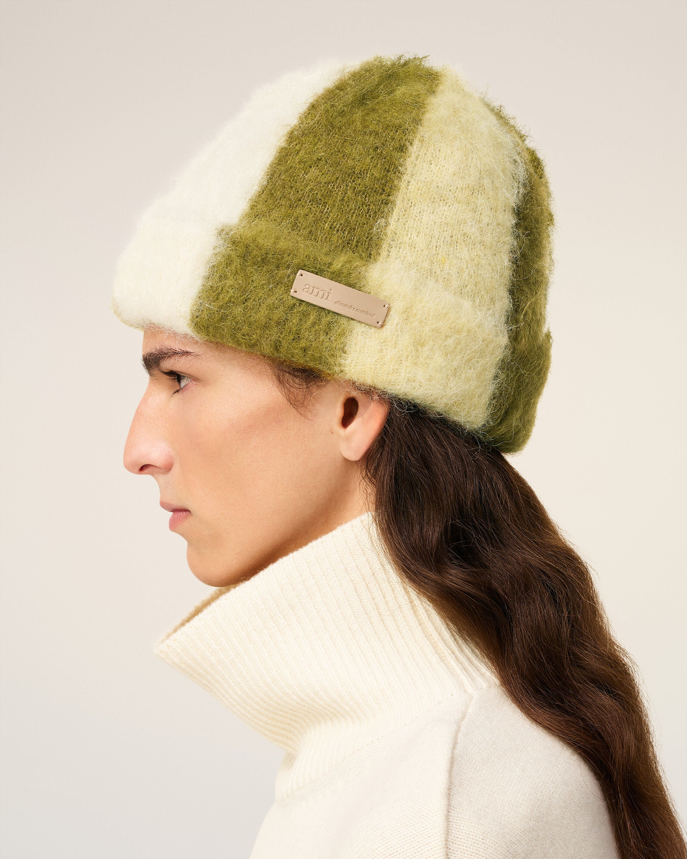 GREEN ALPACA STRIPED AMI DE COEUR BEANIE - 5