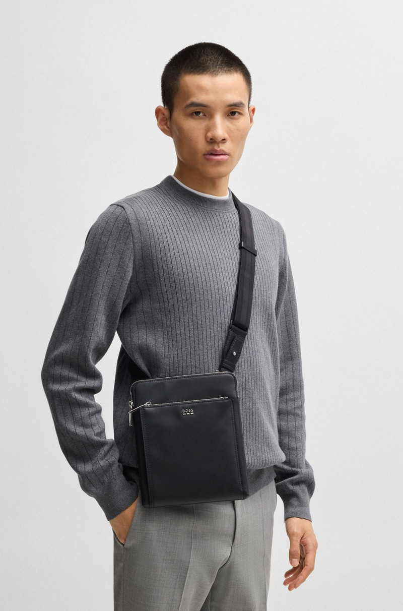 BOSS TEXTURED ENVELOPE BAG WITH LOGO HARDWARE outlook