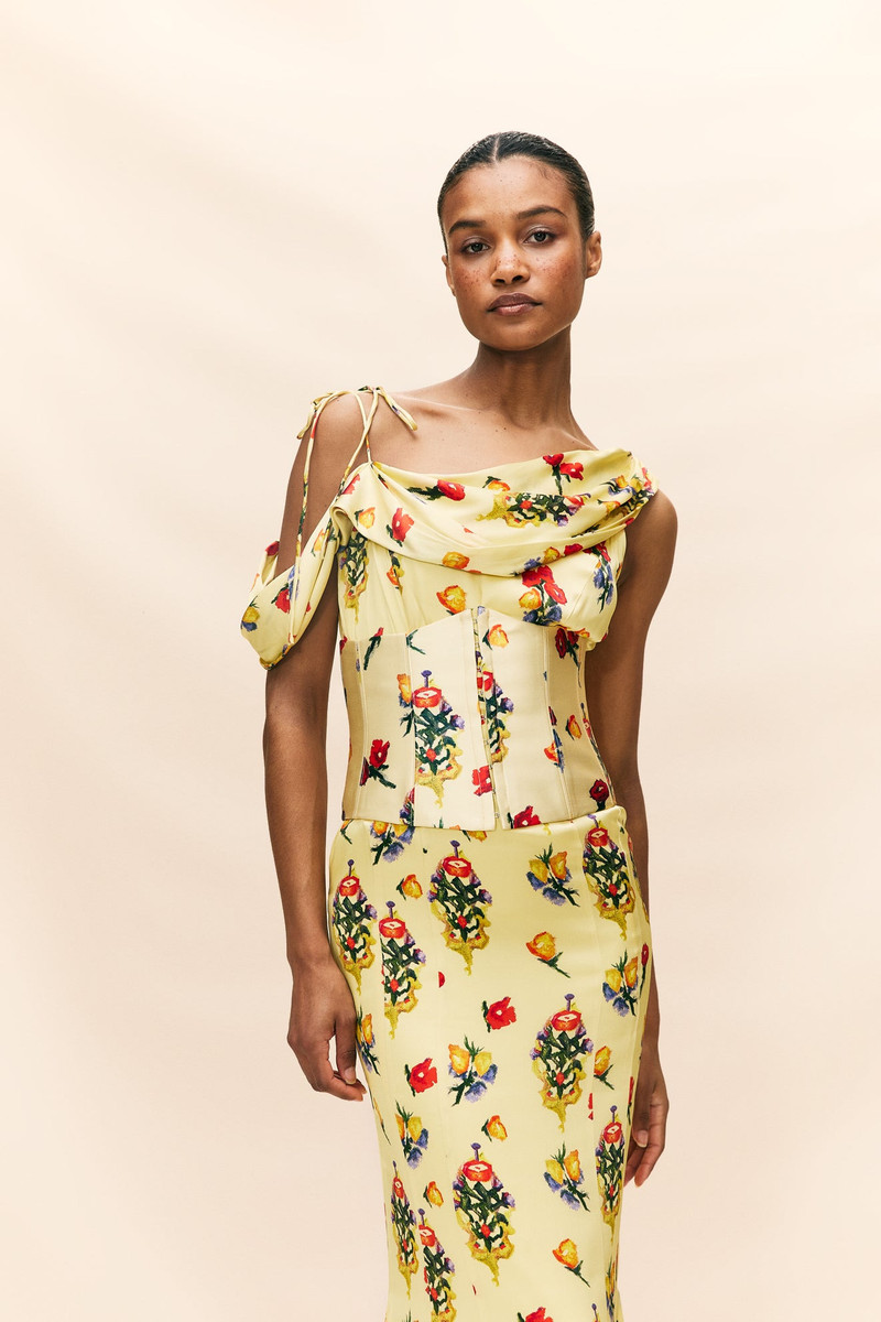 BRULEE MAXI DRESS IN SILK SATIN IN VERSAILLES GARDEN 3