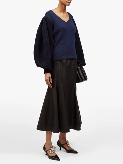 Loewe Godet-hem leather midi skirt outlook