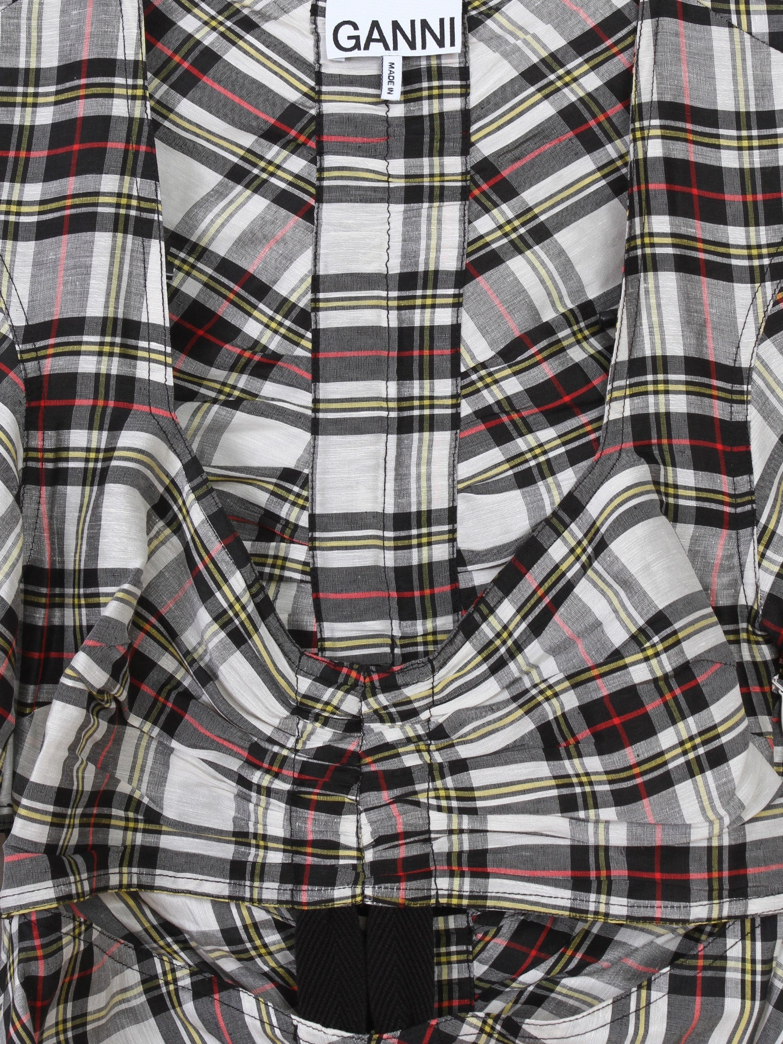 Silk Check Cut Out Dress - 5