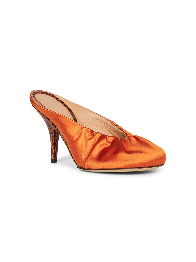 Dries Van Noten Orange satin heeled mules outlook