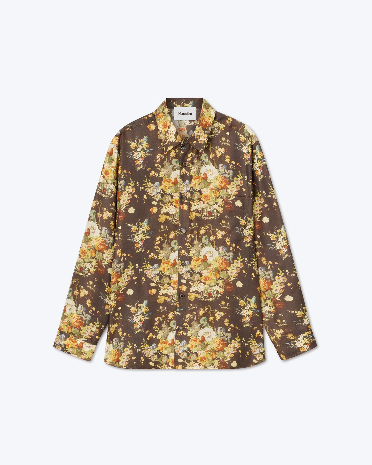 JARI - Printed twill silk pants - 20s floral - 5
