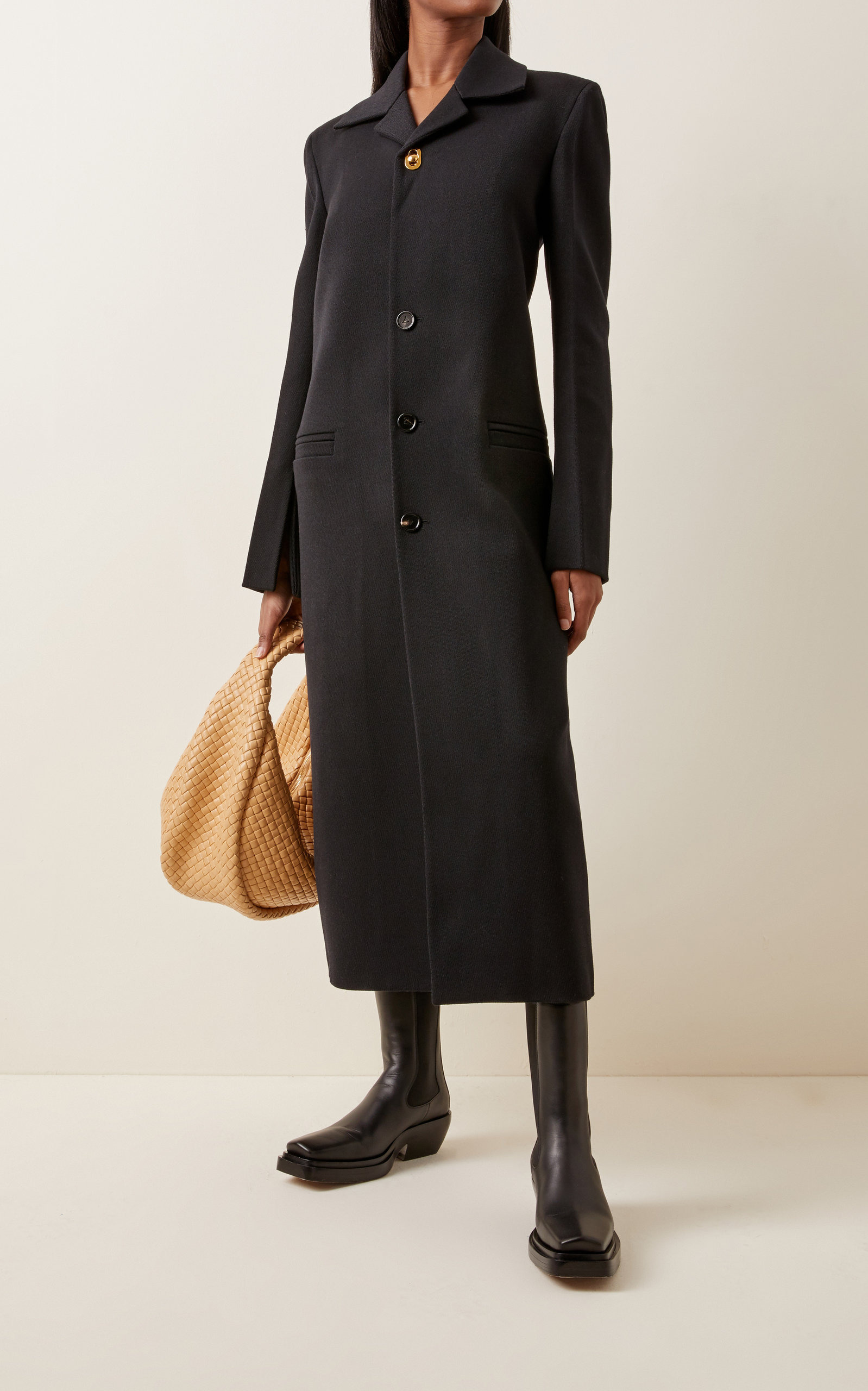 Single-Breasted Wool-Blend Coat black - 2
