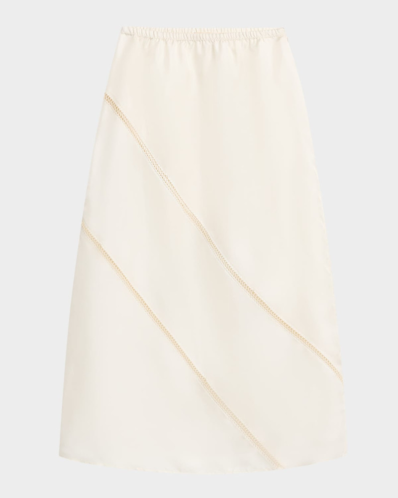 Tobago Lattice-Inset Silk Midi Skirt 1