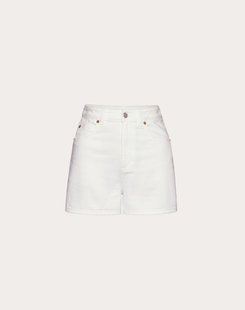 WHITE DENIM SHORTS WITH VALENTINO ARCHIVE 1985 PRINT 1