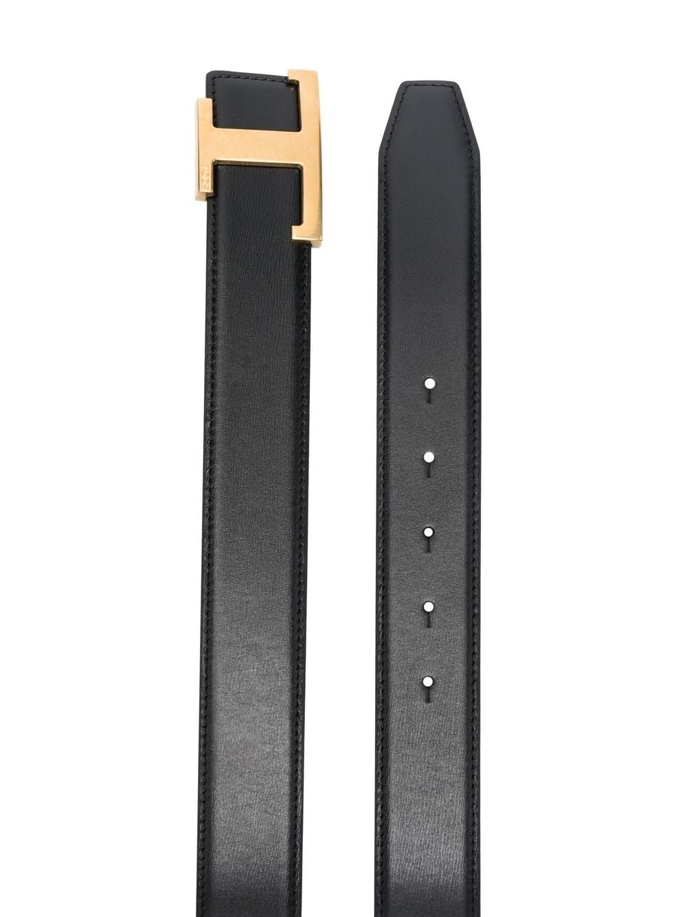 logo-buckle leather belt - 2